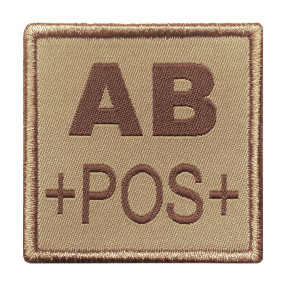 Groupe sanguin AB positif brodé sur tissu tan - A10 Equipment