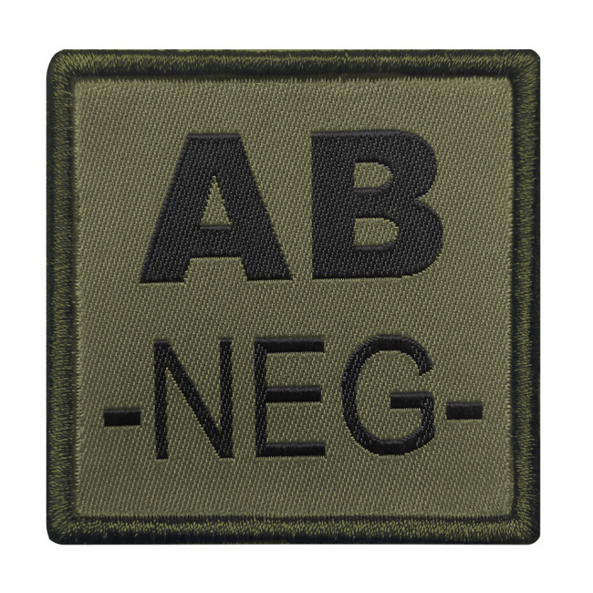 Patch groupe sanguin AB- brodé sur tissu vert olive - A10 Equipment