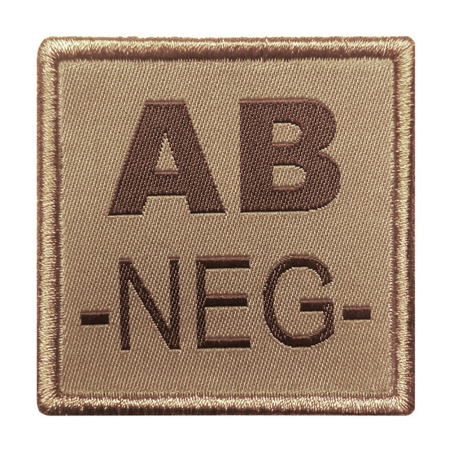 Patch bloedgroep AB- geborduurd op tan stof - A10 Equipment