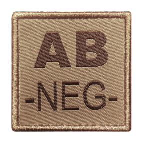 Blutgruppe AB- Patch gestickt auf tan Stoff - A10 Equipment