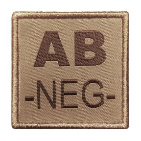 Patch groupe sanguin AB- brodé sur tissu tan - A10 Equipment