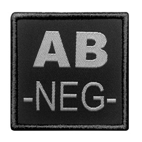 Blutgruppe AB- Patch gestickt auf schwarzem Stoff - A10 Equipment