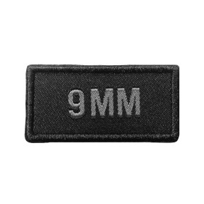 Patch kaliber 9 mm geborduurd grijs op zwarte stof - A10 Equipment