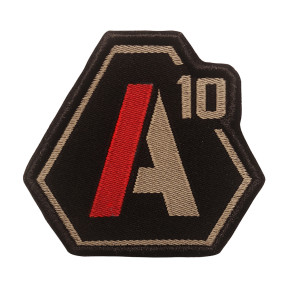 Patch A10 brodé tan/rouge sur tissu noir - A10 Equipment