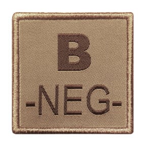 Patch groupe sanguin B- brodé sur tissu tan - A10 Equipment