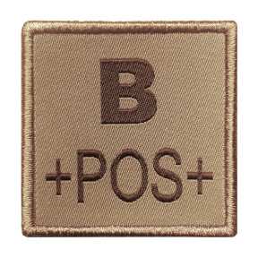 Patch bloedgroep B+ geborduurd op tan stof - A10 Equipment