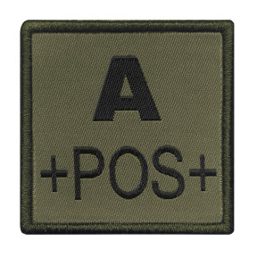 A10 Equipment Blutgruppe A+ Patch, gestickt auf olivgrünem Stoff