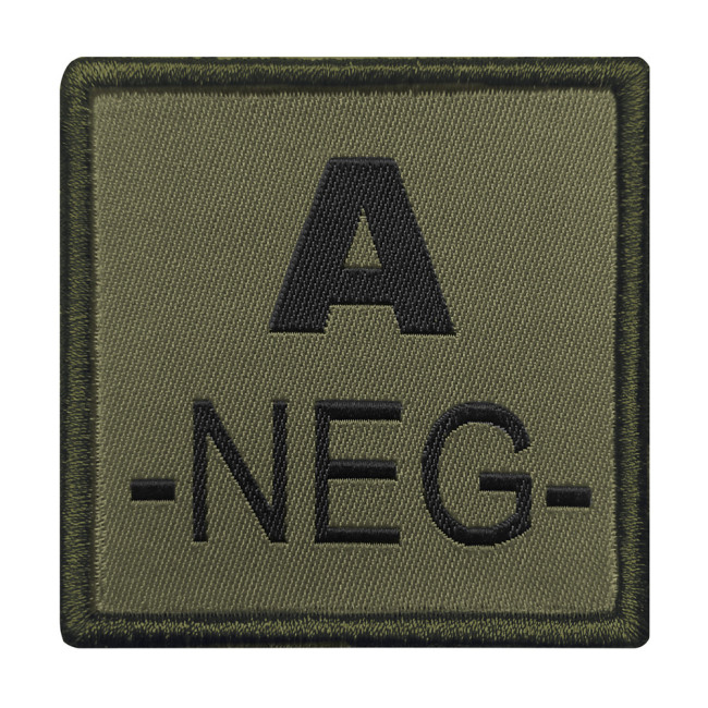 Patch groupe sanguin A- brodé sur tissu vert olive - A10 Equipment