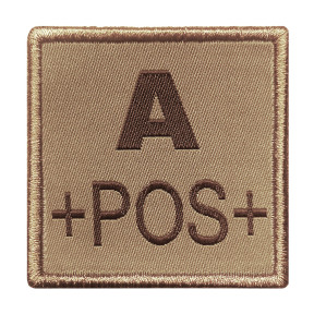 Patch bloedgroep A+ geborduurd op tan stof - A10 Equipment