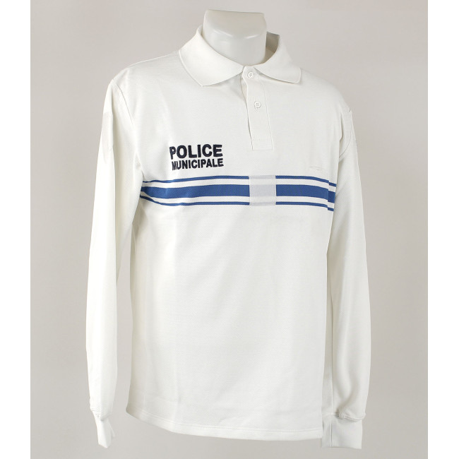 Polo blanc manches longues T96/M - EK - Bon état- Occasion