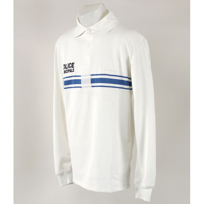 Weißes Langarm-Poloshirt T96/M - EK - Guter Zustand - Gebraucht