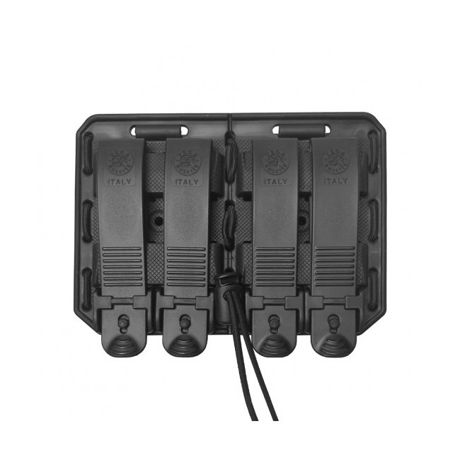 Podwójny uchwyt na magazynek obok siebie Bungy 8BL czarny do M4/AR15 - Vega Holster