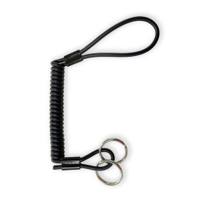 Dragonne de sécurité Kevlar® 80 cm avec anneaux porte-clés noir - Cev