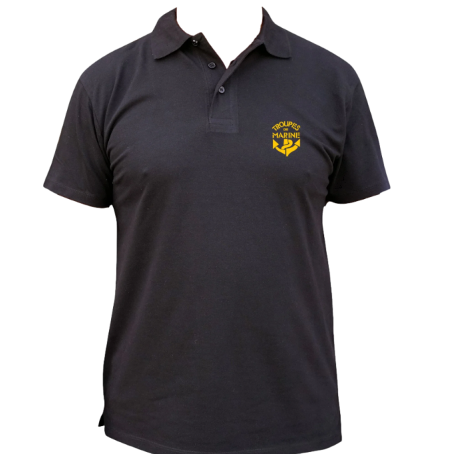 Polo noir manches courtes Troupes de marine - Patrol