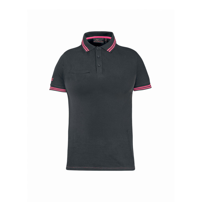 Polo de travail à manches courtes femme WAY gris fuchsia - U Power