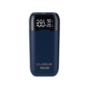 Caricabatterie doppio 3 in 1 K2A per batterie ricaricabili 21 700/20 700/18 650 Li-ion - Blu Navy - Klarus