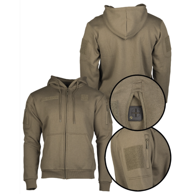 Tactische hoodie met capuchon en rits ranger green - Miltec