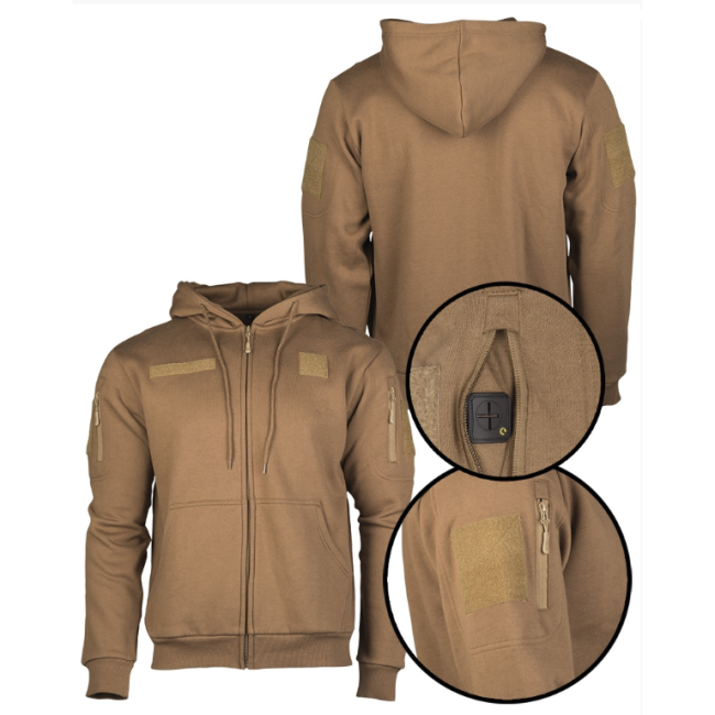 Sweat-shirt tactique avec capuchon et zip dark coyote - Miltec