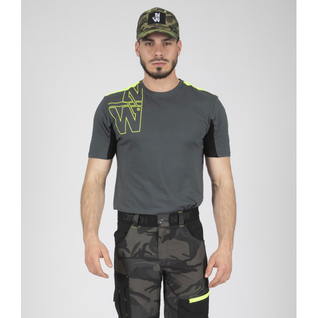 Kurzarm-Arbeits-T-Shirt Peter anthrazit/neongelb - North Ways