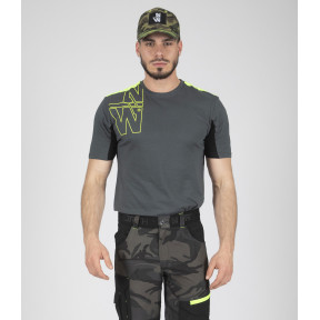 Kurzarm-Arbeits-T-Shirt Peter anthrazit/neongelb - North Ways