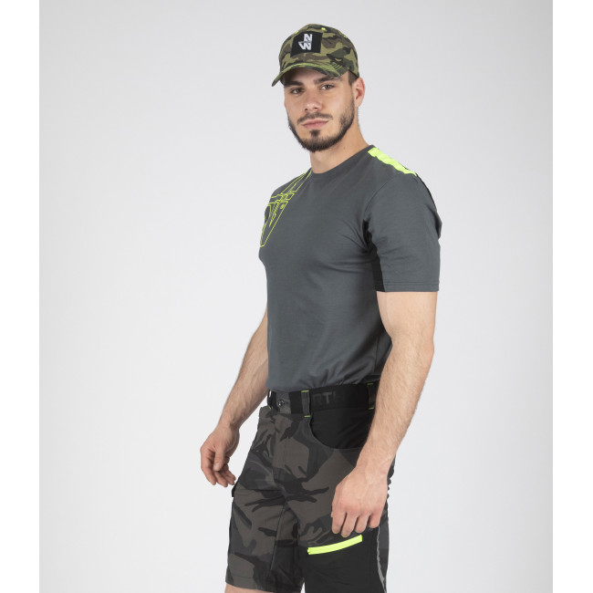 Werkshirt korte mouwen Peter antraciet/fluorgeel - North Ways