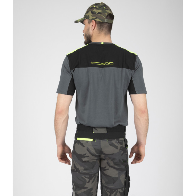 T-shirt de travail à manches courtes Peter anthracite/jaune fluo - North Ways