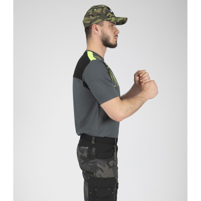 Kurzarm-Arbeits-T-Shirt Peter anthrazit/neongelb - North Ways