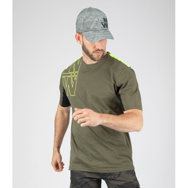 Werk t-shirt met korte mouwen Peter kaki/fluorgeel - North Ways
