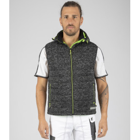 GILET SANS MANCHE MATELASSE TEDDY NOIR ET JAUNE FLUO - North Ways