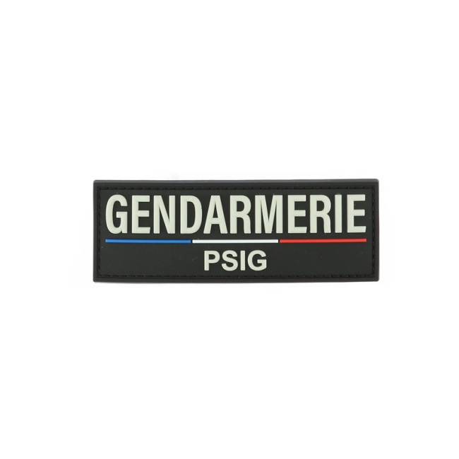 Bandeau Gendarmerie PSIG devant gilet 10 x 3 PVC 3D - DMB