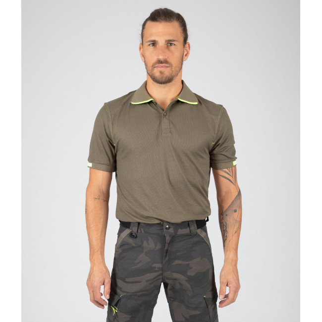 Polo de travail Beven kaki/jaune fluo - Nine Worths by North Ways