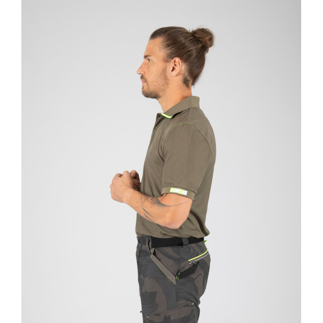 Polo de travail Beven kaki/jaune fluo - Nine Worths by North Ways