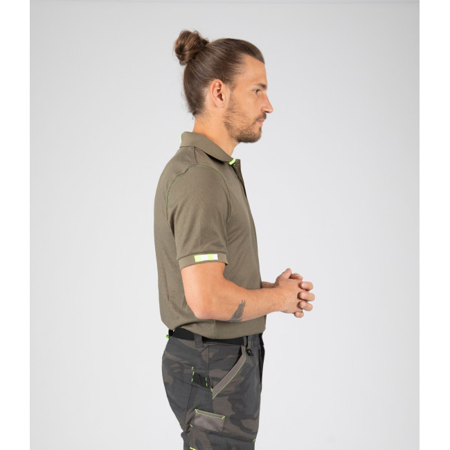 Polo robocze Beven khaki/żółty fluo - Nine Worths by North Ways