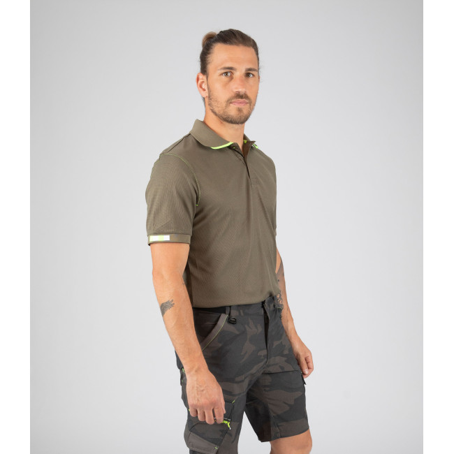 Arbeits-Poloshirt Beven Khaki/Neongelb - Nine Worths by North Ways