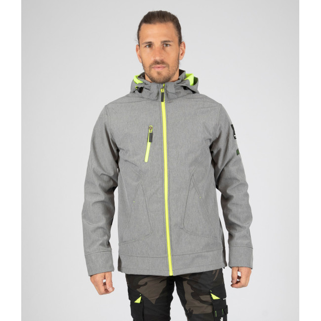 Veste softshell Borel gris chiné et jaune fluo - Nine Worths by North Ways