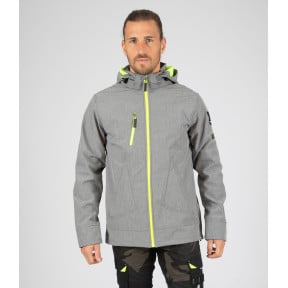 Softshell-Jacke Borel grau meliert und neongelb - Nine Worths by North Ways