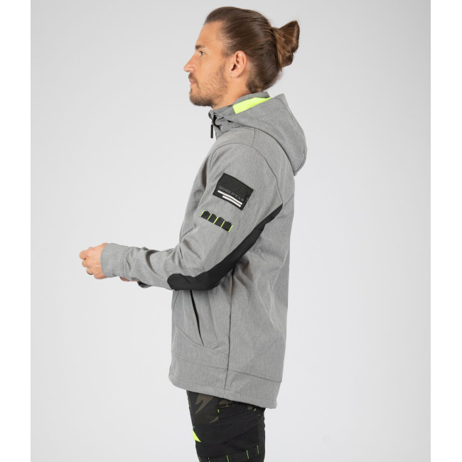 Softshell jas Borel grijs gemêleerd en geel fluo - Nine Worths by North Ways