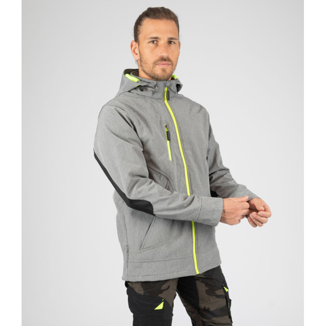 Veste softshell Borel gris chiné et jaune fluo - Nine Worths by North Ways