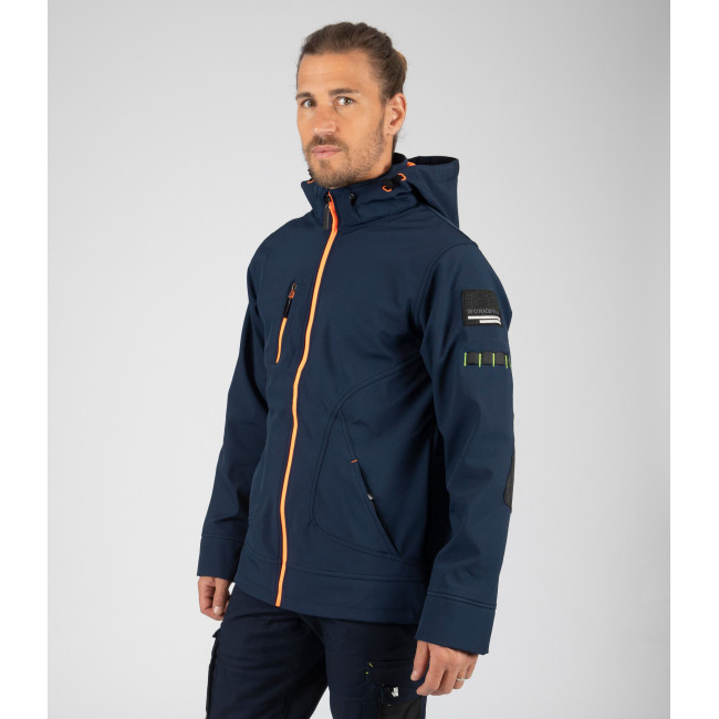 Softshell-Jacke Borel marineblau und neonorange - Nine Worths by North Ways