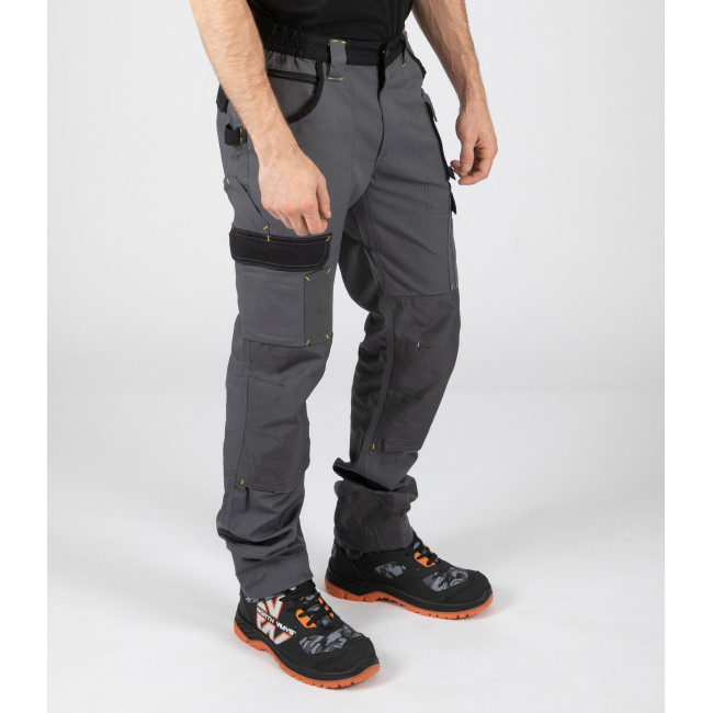 PANTALON DE TRAVAIL MULTIPOCHES CARY GRIS ET NOIR - North Ways