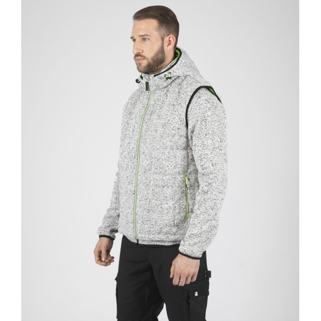 GILET SANS MANCHE MATELASSE TEDDY GRIS CHINE ET VERT FLUO - Nine Worths by North Ways