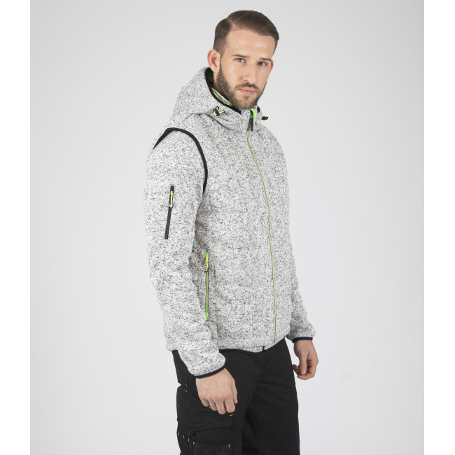 GILET SANS MANCHE MATELASSE TEDDY GRIS CHINE ET VERT FLUO - Nine Worths by North Ways