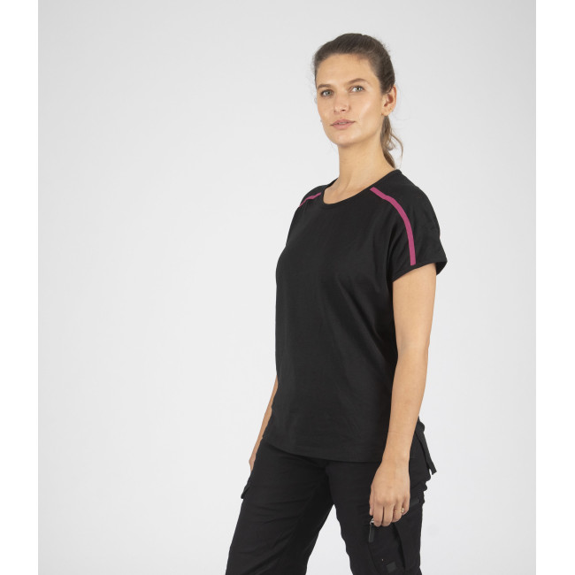 T-shirt manches courtes Mia noir/fushia - Nine Worths by North Ways