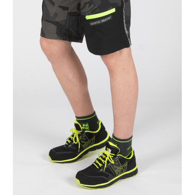 Veiligheidsschoenen Justin S1P SRC zwart/fluor geel - Nine Worths by North Ways