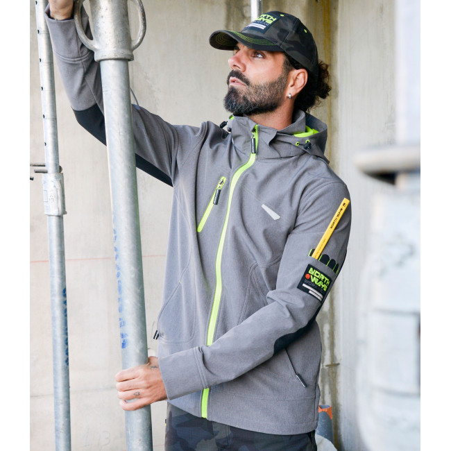 Veste softshell Borel gris chiné et jaune fluo - Nine Worths by North Ways