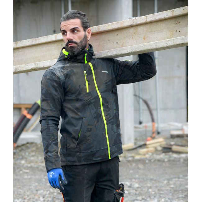 Softshell vest Borel woodland en geel fluo - Nine Worths by North Ways