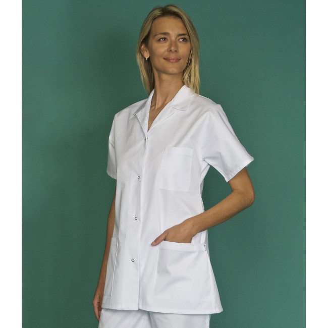 Tunique femme manche courtes polyester coton Manue Blanc - SNV