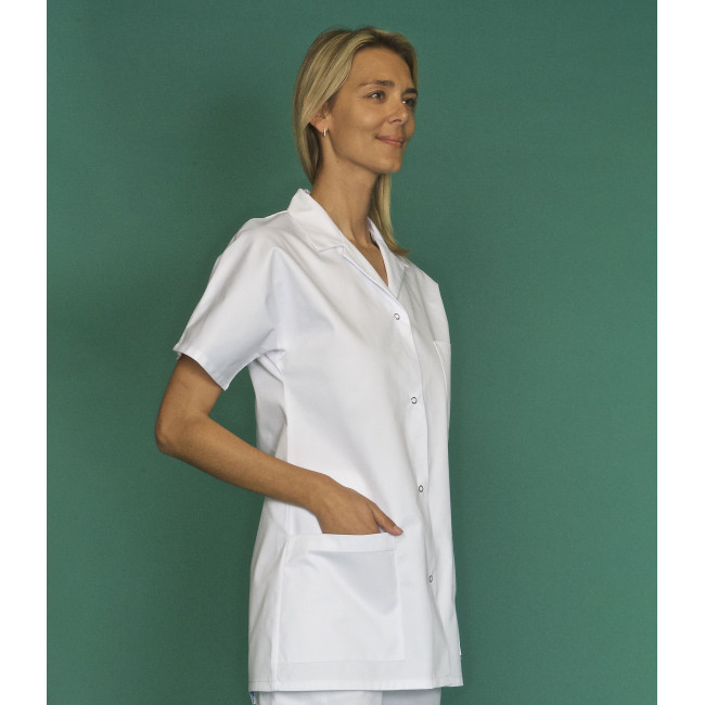 Tunique femme manche courtes polyester coton Manue Blanc - SNV