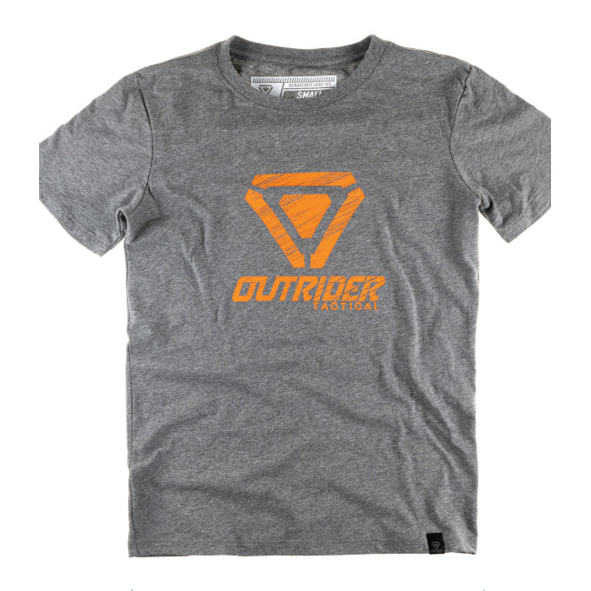 OT T-shirt met gestreept logo Grijs gemêleerd - Outrider