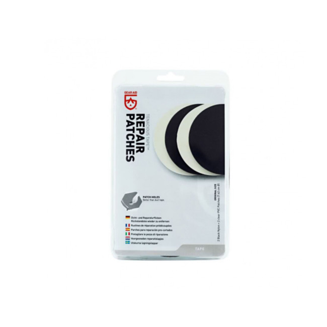 Ronde reparatiepatches 2 transparante PVC + 2 zwarte Nylon - Gear Aid